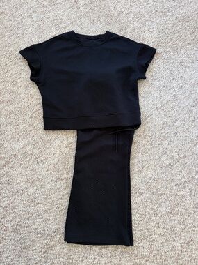 Black Textured Two-Piece Set